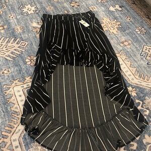 Express Striped Black and White High-Low Skirt